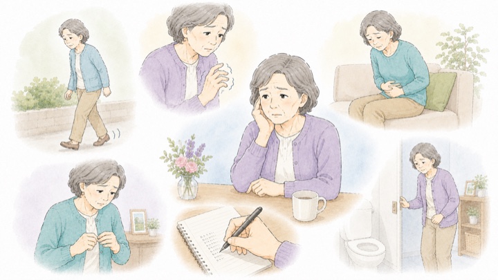 複数の症状に悩む女性のイメージ