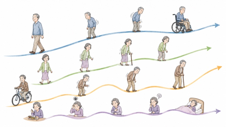 進行のスピードは個人差が大きいことを示す概念図