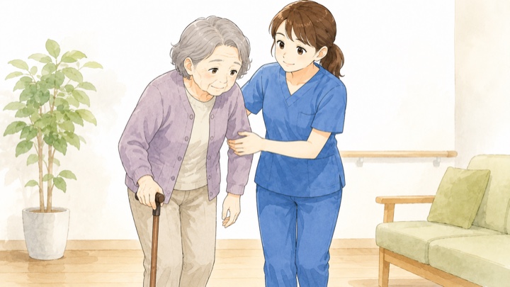 ヤールⅢ度：歩行や姿勢のバランスが悪化するイメージ