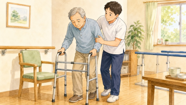 ヤールⅣ度：補助器具や介助が必要になるイメージ